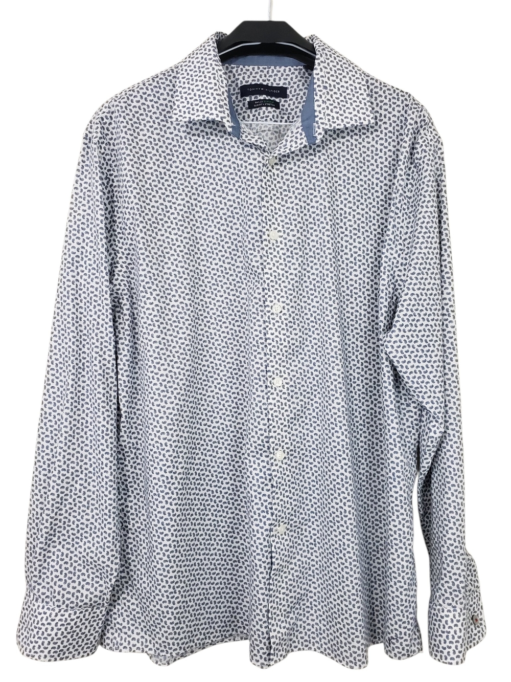 Tommy Hilfiger TH Flex Slim Fit Micro Paisley Mens Dress Shirt Size XL